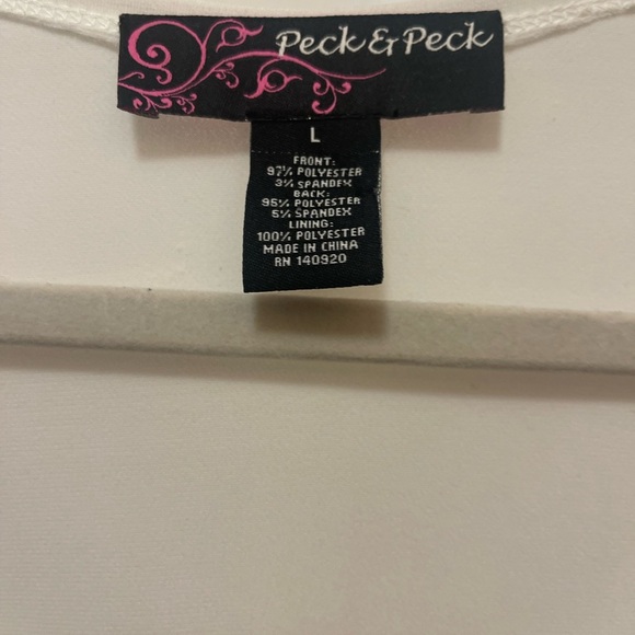 Peck & Peck Chevron Design White  and Gold Sequined Top Size Large - Picture 2 of 4